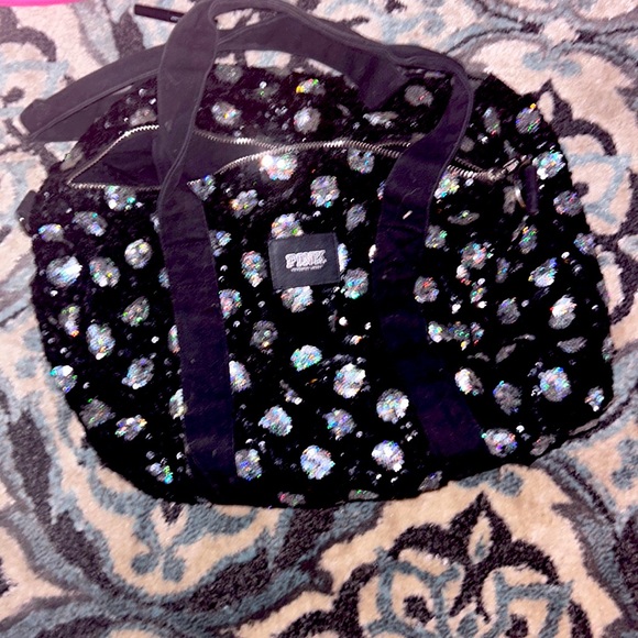 Used- Rare! VS PINK Victoria’s Secret BLING Duffle Bag! Carry on Luggage !! - Picture 1 of 5